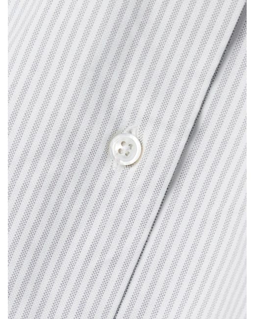 Thom Browne White Cropped Poplin-Trimmed Striped Cotton Oxford Shirt