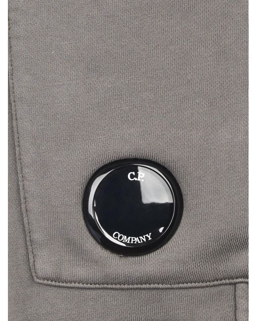 C P Company Gray Diagonal Cargo Lens Sweatpants for men