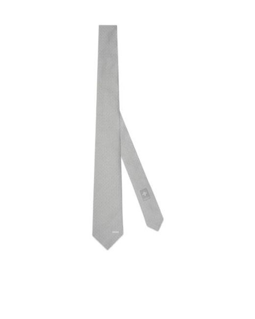 Gucci White Horsebit Silk Jacquard Tie for men