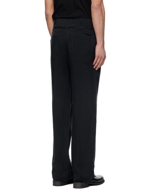 Post Archive Faction PAF Black Twill Trousers for men
