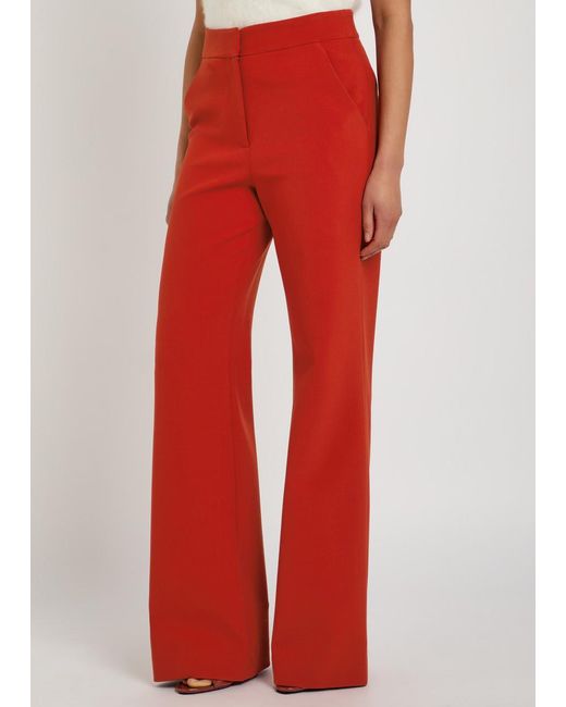 Veronica Beard Red Tonelli Wide-Leg Jersey Trousers