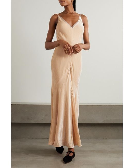 Gabriela Hearst White Net Sustain Doran Gathered Voile-Trimmed Organic Silk-Velvet Gown