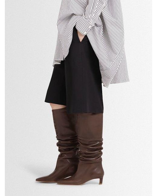 Alohas Brown Kalila Pleated Leather Boots