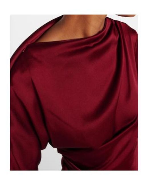 Victoria Beckham Red Cutout Draped Crêpe Satin Midi Dress