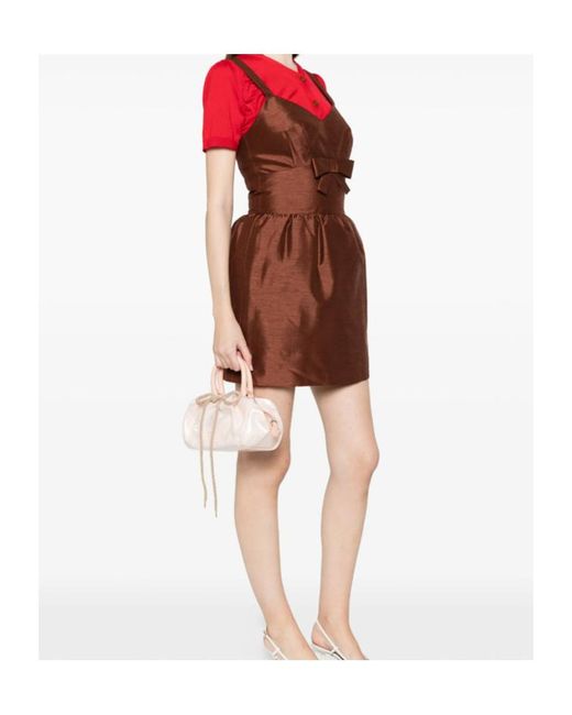 ShuShu/Tong Brown Bow Detail Mini Dress