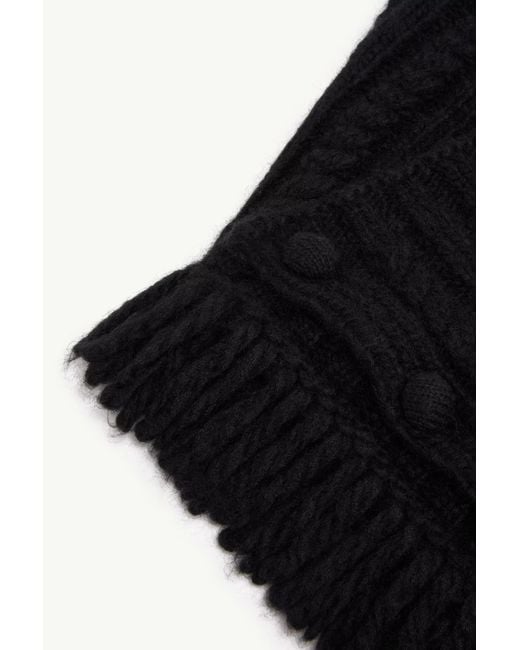 Moncler Black Cable Knit Alpaca Blend Neck Scarf