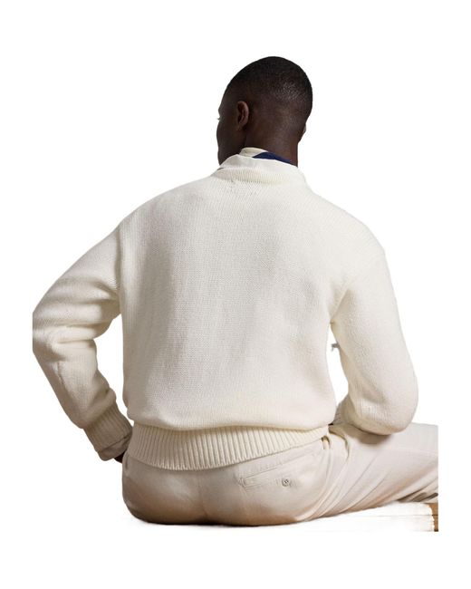 Polo Ralph Lauren White Crew Neck Jumper for men