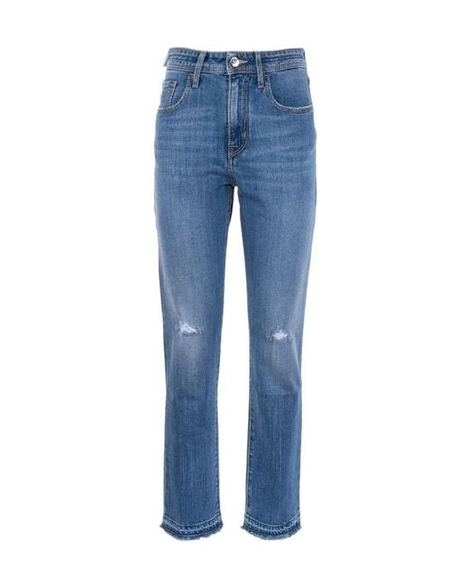 Jacob Cohen Blue Distressed Slim-Fit Jeans