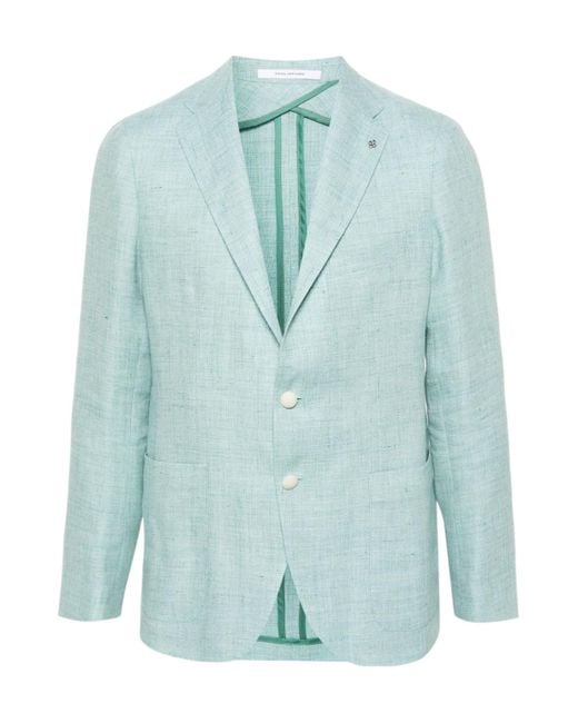 Tagliatore Blue Notched-Lapels Single-Breasted Blazer for men