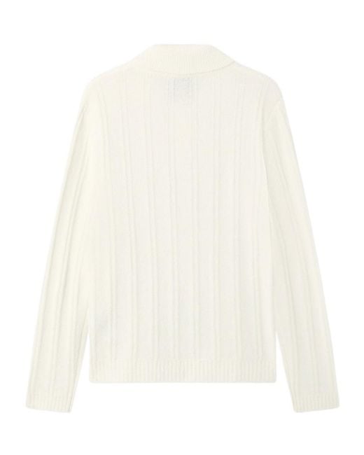 Casablanca White Textured Polo Knitted Sweater for men