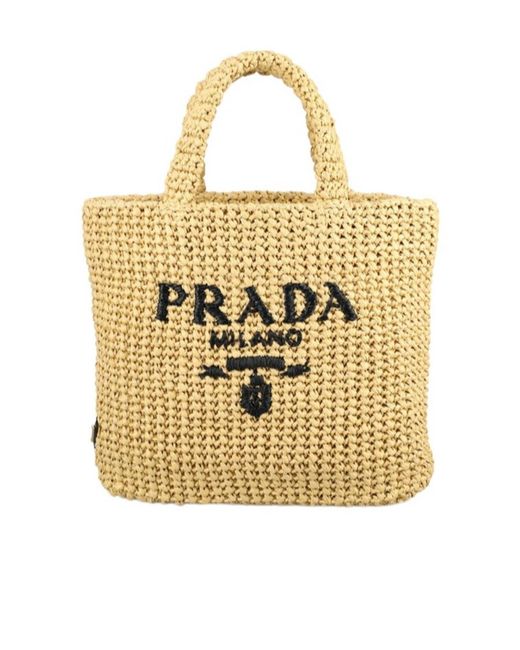 Prada Metallic Small Crochet Logo Handbag