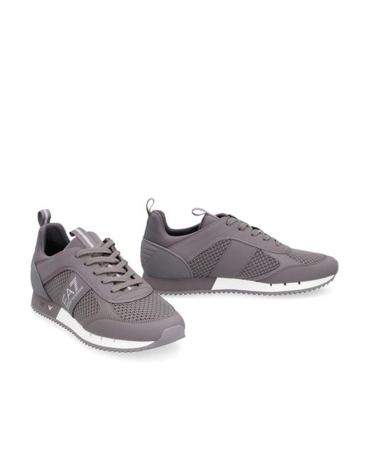 EA7 Gray Cordura Round Toe Panelled Sneakers for men