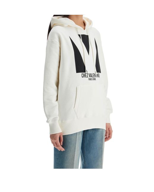 Valentino White Chez Oversized Drawstring Hoodie