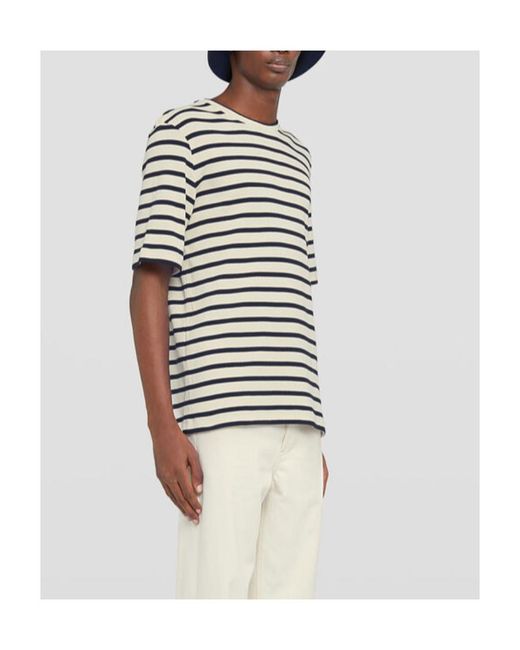 Jil Sander White Striped Crewneck T-Shirt for men