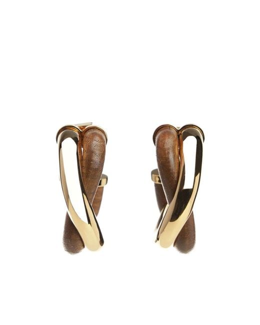 Jacquemus Metallic Twisted Design Square Hoop Earrings