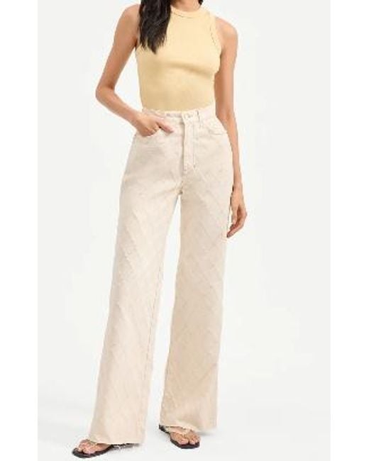 Veronica Beard Natural Printed Wide-Leg Jeans