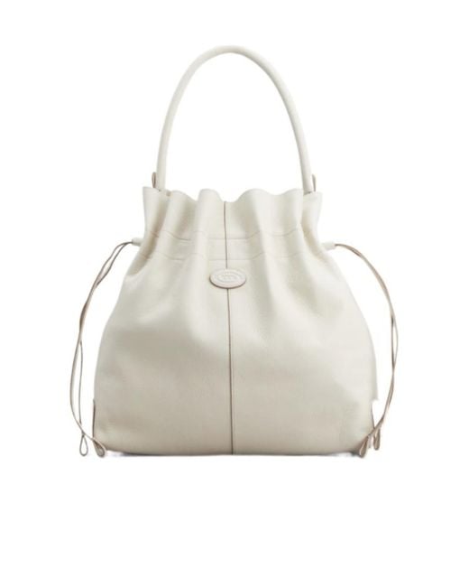 Tod's White Medium Di Leather Bucket Bag