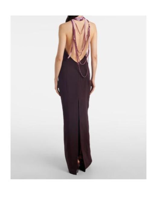 The Attico Purple Embellished Satin Gown