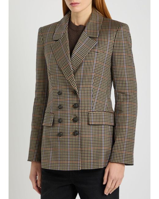 Veronica Beard Green Claude Dicky Plaid Stretch-Wool Blazer
