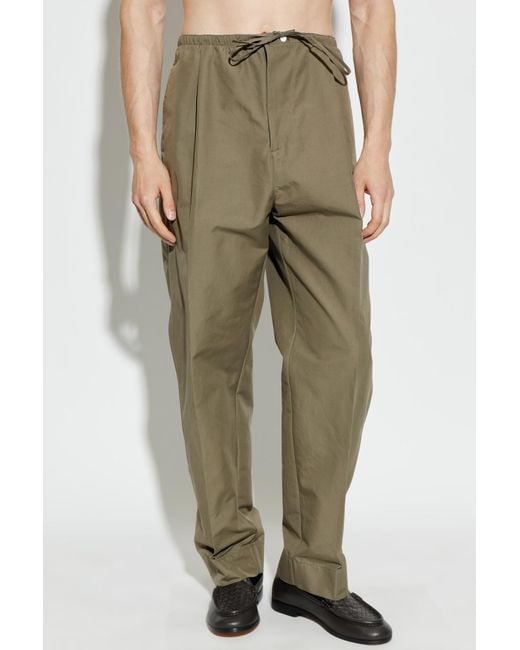 Bottega Veneta Green Drawstring Casual Pants for men