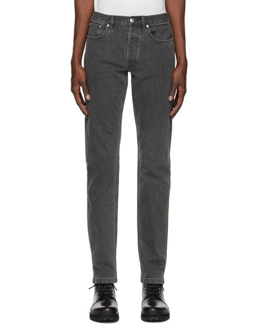 A.P.C. Gray Mid-Rise Slim-Fit Jeans for men