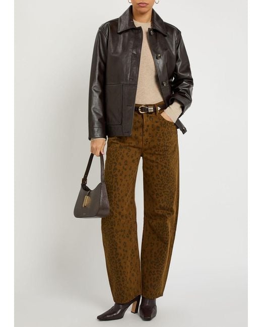 Citizens of Humanity Green Leopard-Print Barrel-Leg Jeans