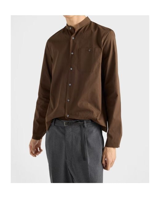 Prada Brown Long-Sleeved Button-Up Shirt for men