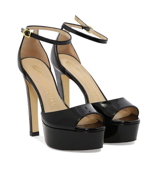Stuart Weitzman Black 'Disco Platform' High Heeled Sandals