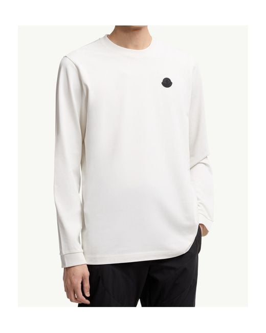 Moncler White Graphic Logo Long-Sleeved T-Shirt for men