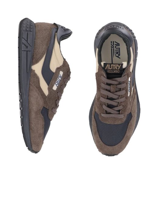 Autry Gray Logo-Patch Panelled Sneakers for men