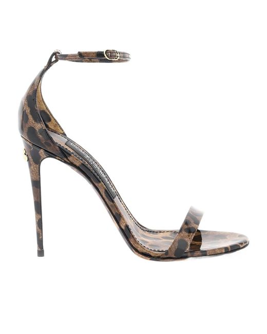 Dolce & Gabbana Metallic Leopard Printed Ankle Strap Sandals