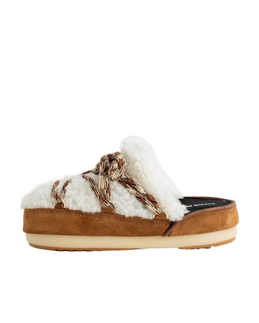 Moon Boot Brown Round Toe Slip-On Slippers