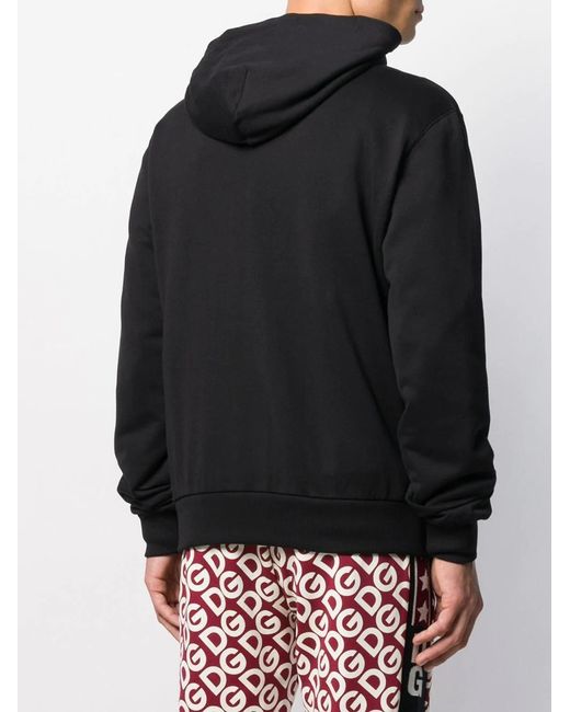 Dolce & Gabbana Black Embroidered Logo Zip-Up Hoodie for men