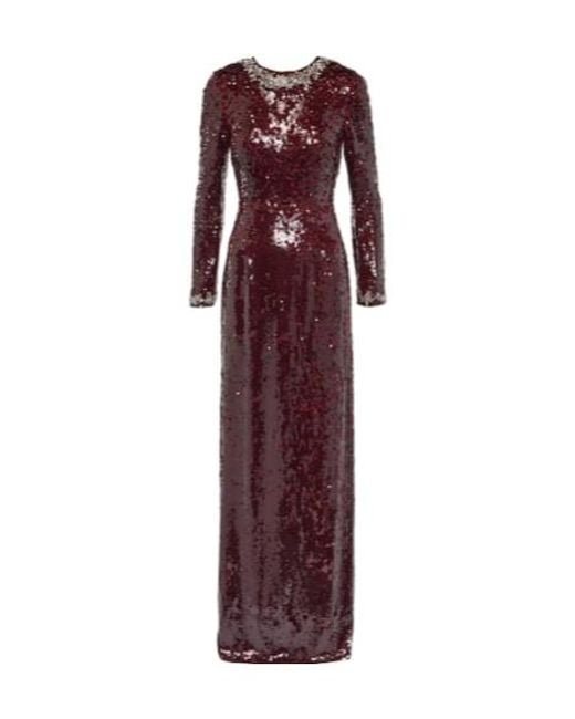 Erdem Purple Yoanna Sequined Open-Back Gown