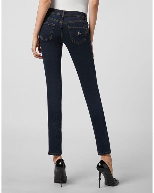 Philipp Plein Blue Logo Details Jeans