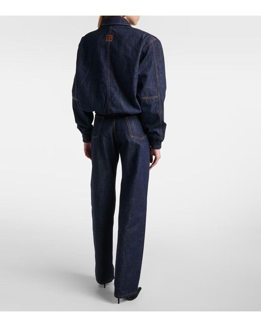 Magda Butrym Blue Oversized Denim Bomber Jacket
