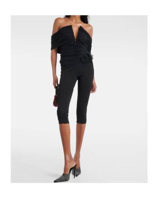Magda Butrym Black Off-Shoulder Cropped Jersey Blouse