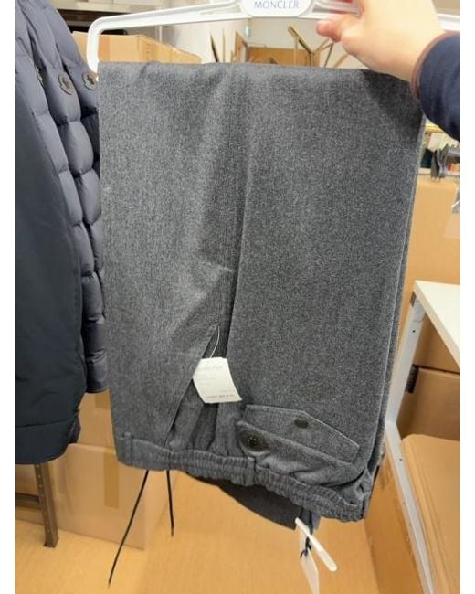 Moncler Gray Flannel Tailored Trousers for men