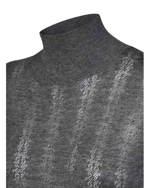 Max Mara Gray Lace-Knit Pullover