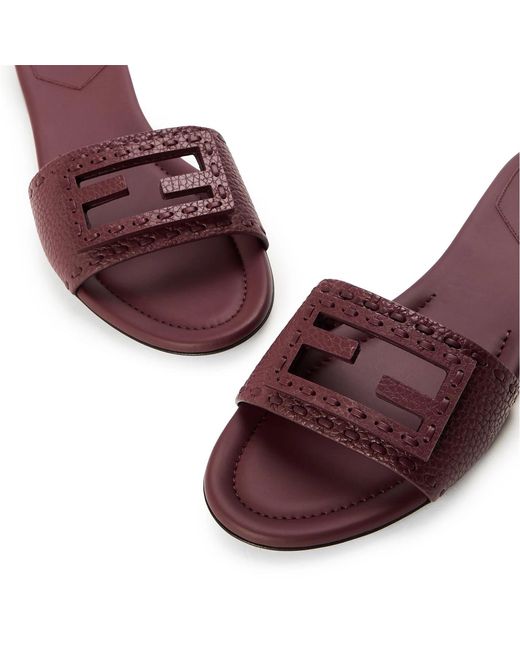 Fendi Brown Logo Flat Sandals