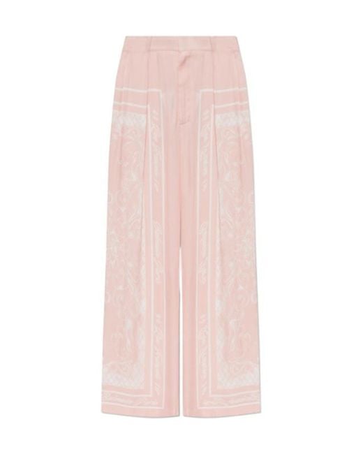 Balmain Pink Printed Wide Leg Trousers