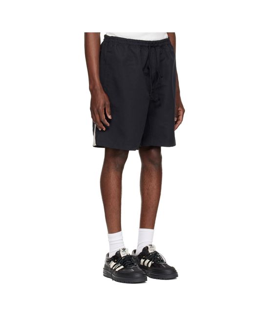 Song For The Mute Black X Adidas 007 Logo-Embroidered Side-Stripe Shorts for men
