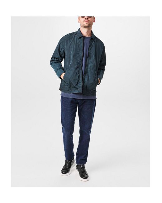 Boss Blue Stand Collar Long Sleeve Coat for men