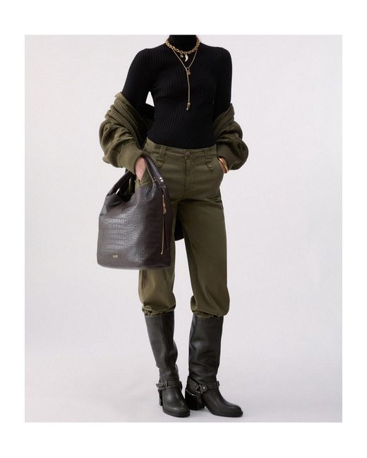 Liu Jo Green Cropped Flared Casual Trousers