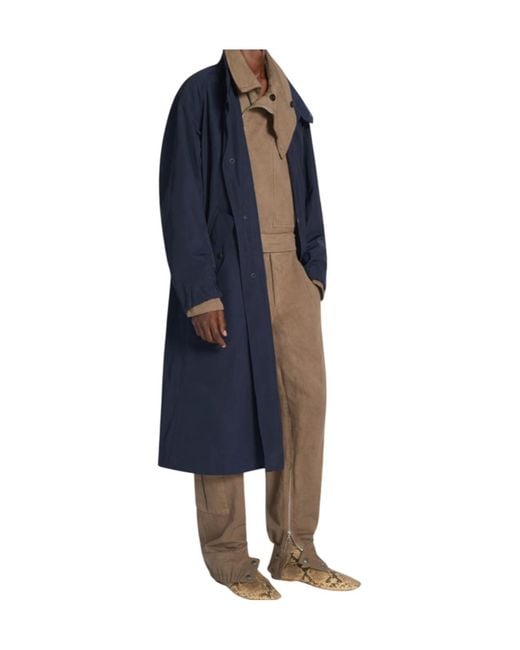 Dries Van Noten Blue Button-Up High Neck Coat for men