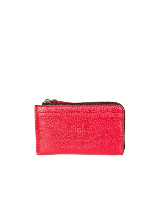 Marc Jacobs Red The Leather Top Zip Wallet