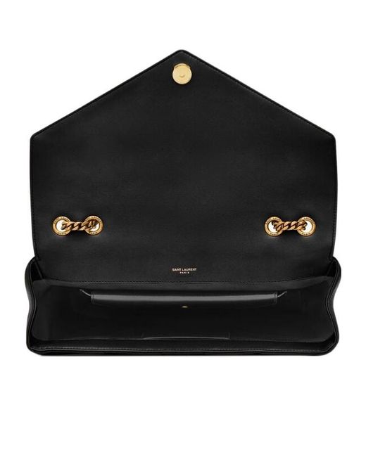 Saint Laurent Black Loulou Foldover Top Large Shoulder Bag