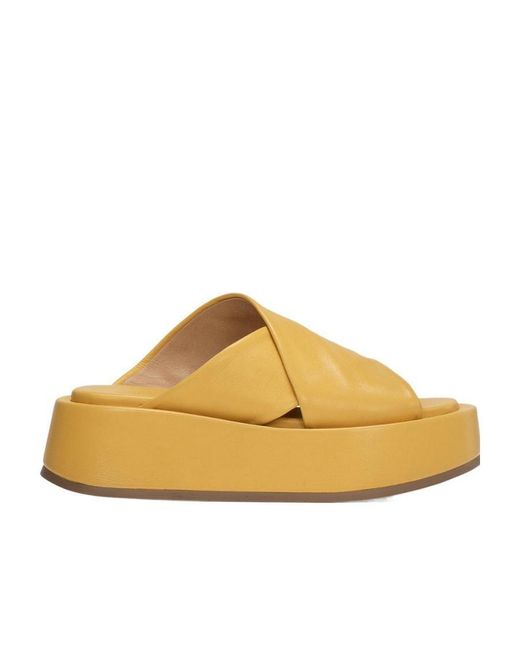 Marsèll Yellow Crossover-Strap Platform Sandals