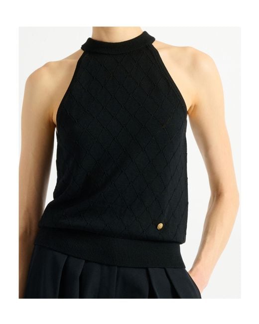 Balmain Black Virgin Wool Quilted Effect Top