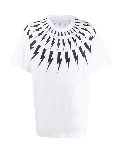 Neil Barrett White Lightning Printed T-Shirt for men